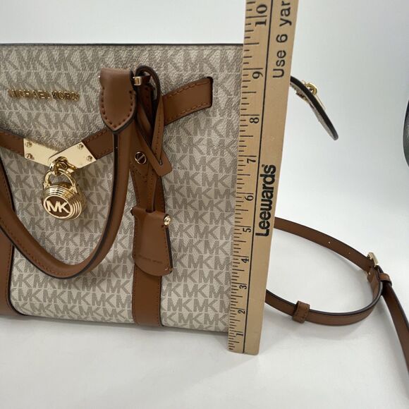 Michael Kors Nouveau Hamilton Handbag Satchel Crossbody Large Logo White *FLAW - Picture 12 of 14